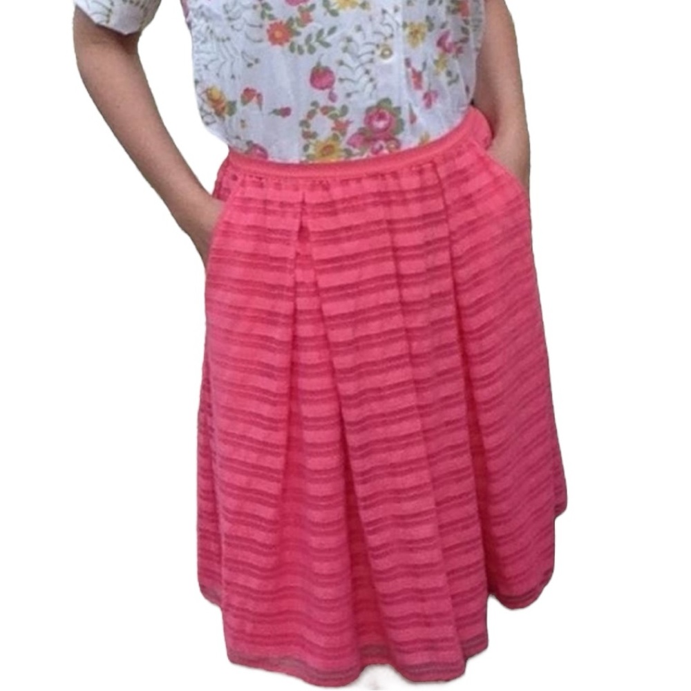 Anthropologie Maeve Pink Lawn Party Skirt